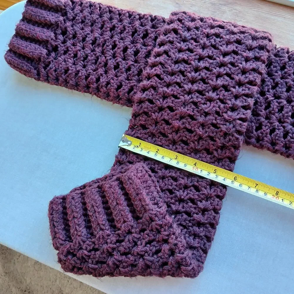 Claret Leg Warmers OSFM crochet warm thick chunky over the knee dance premade